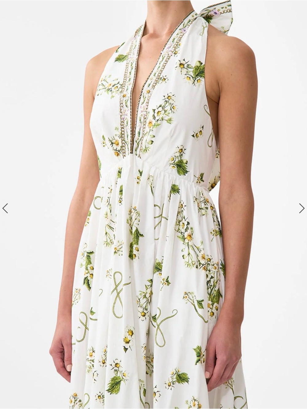 Camilla Ruffle Hem Embellished Halter Dress Botanical Utopia - Picture 4 of 4